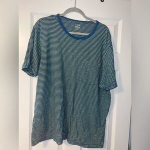 J.Crew Teal and Mustard Striped Slub Cotton Shirt